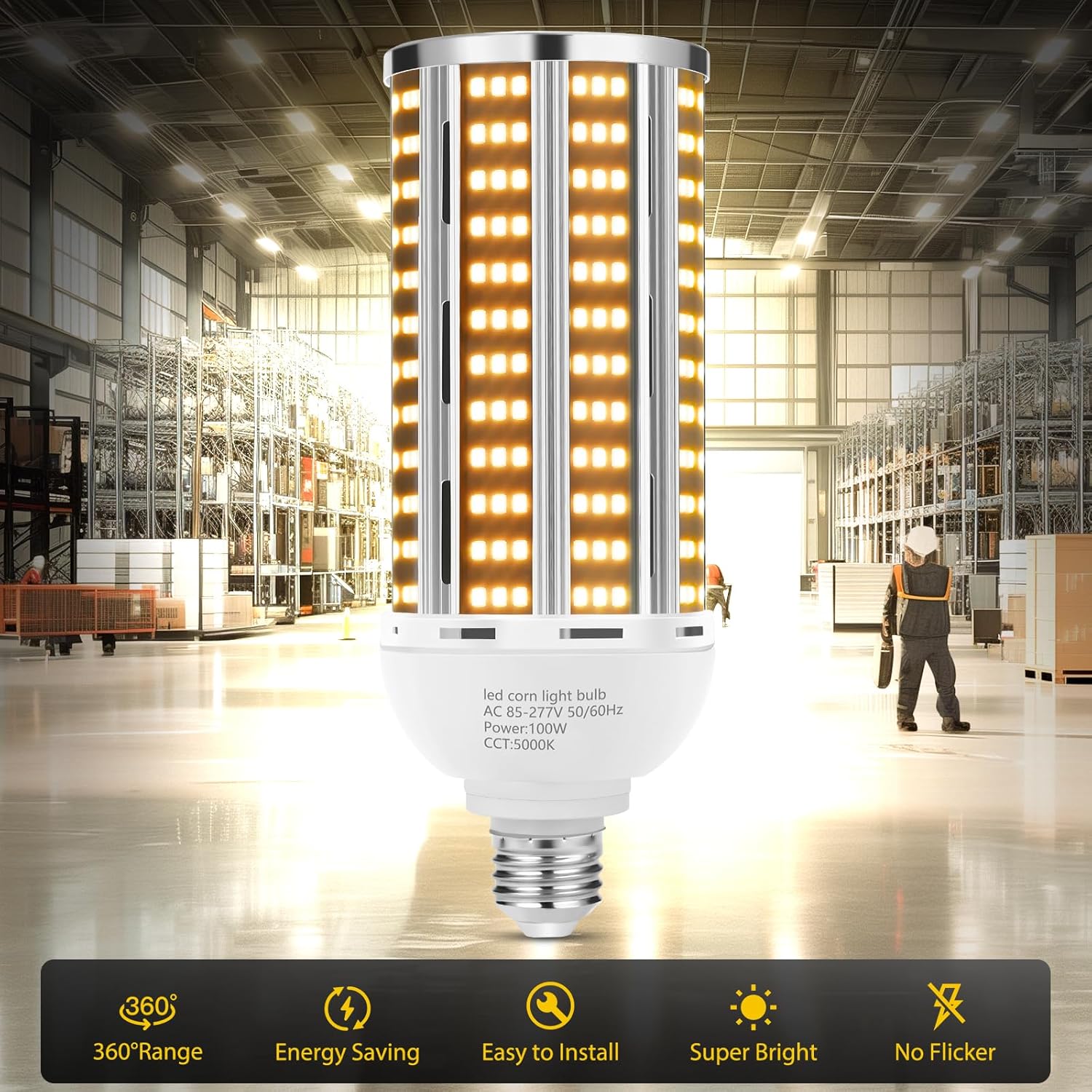 YANYCN 100W 2 pack LED Corn Light Bulb,Warm White 3000K(1000W - image 3