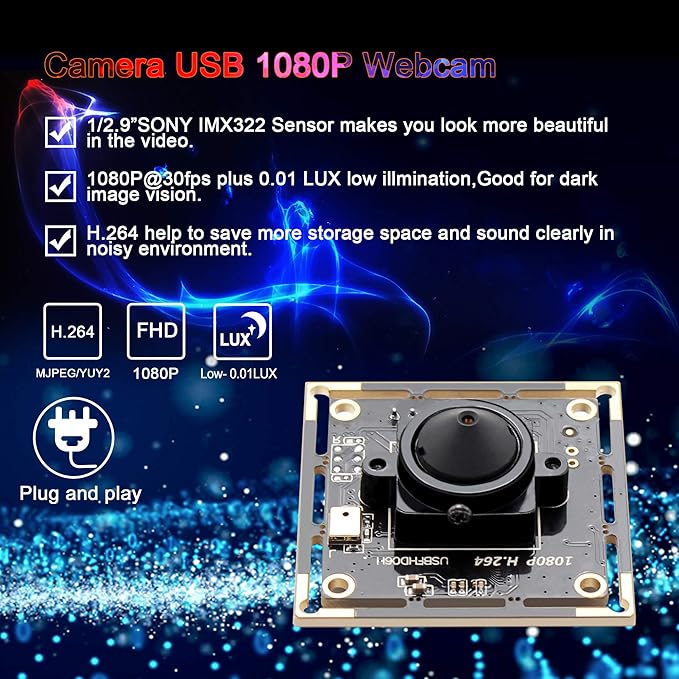 Hotpet 1080P USB Camera Module with IMX322/IMX323 Sensor 2MP Webcam - image 7