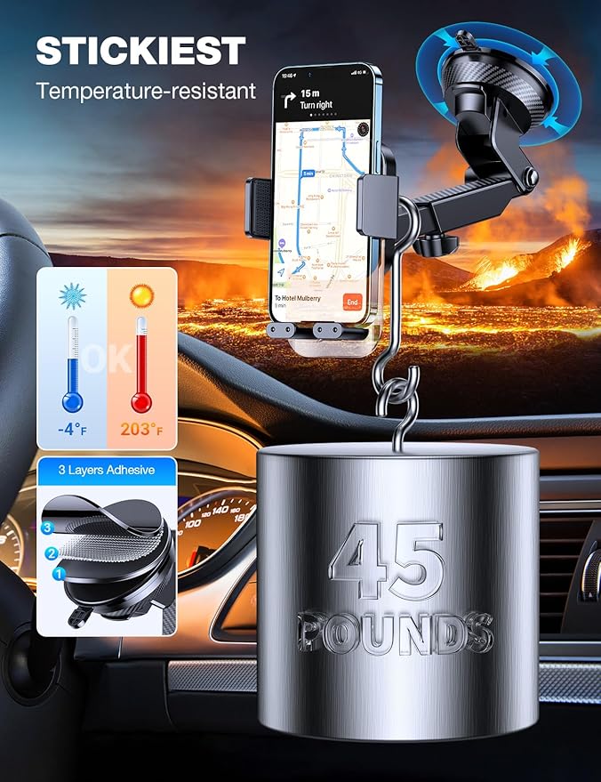 AKESEPE [Thick Cases Friendly [85+LBS Strongest Suction] Phone Holders - image 4