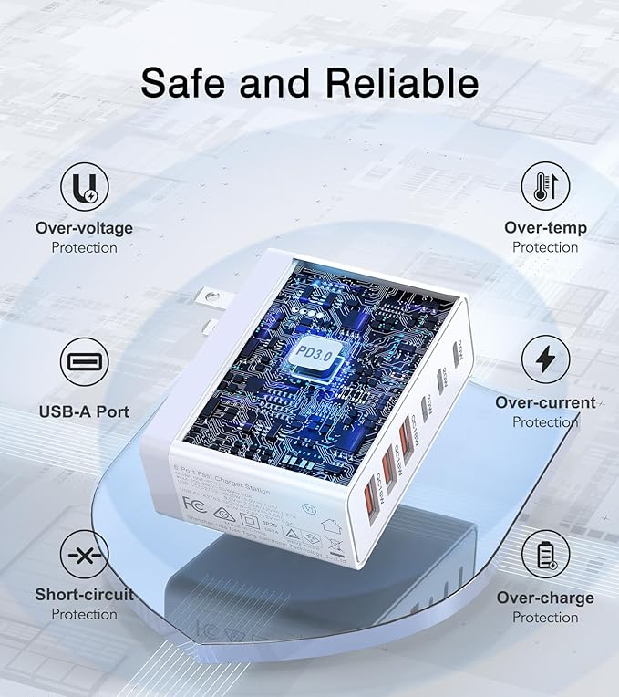 Dulums 100W USB C Wall Charger,6-Port PD Fast USB C Charging Block,3 - image 4