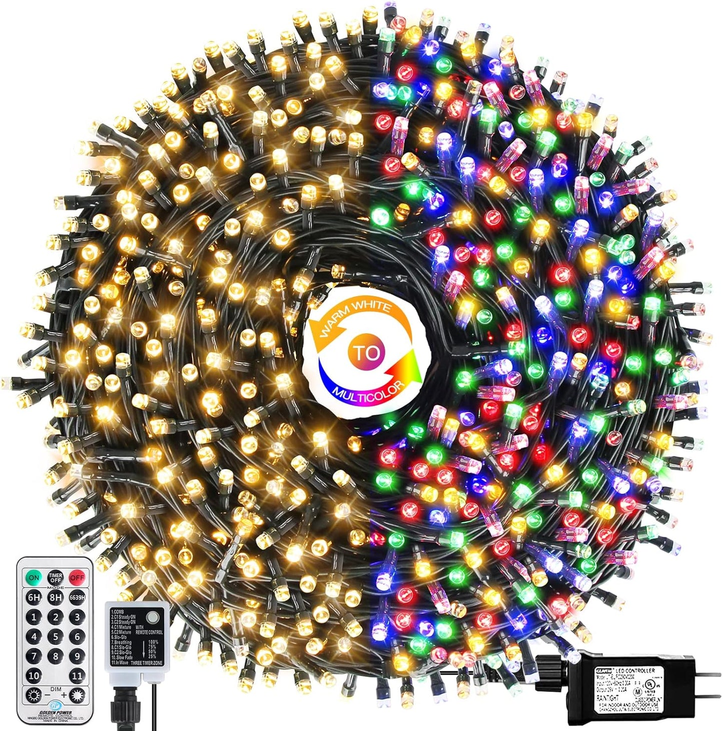 OUTYLTS 1000 LED 328ft 11 Modes with Timer Remote Christmas String - image 1