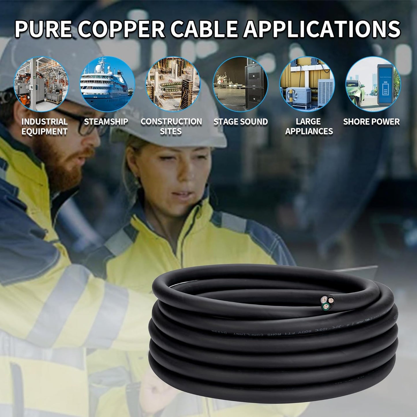 10 Gauge 3 Conductor Electrical Wire 10 AWG 3 Wire Oxygen-Free Copper PVC Stranded 26FT 10/3 Wire for LED Lighting Outdoor Low Voltage Extension Cable (10AWG-3C, 26FT)