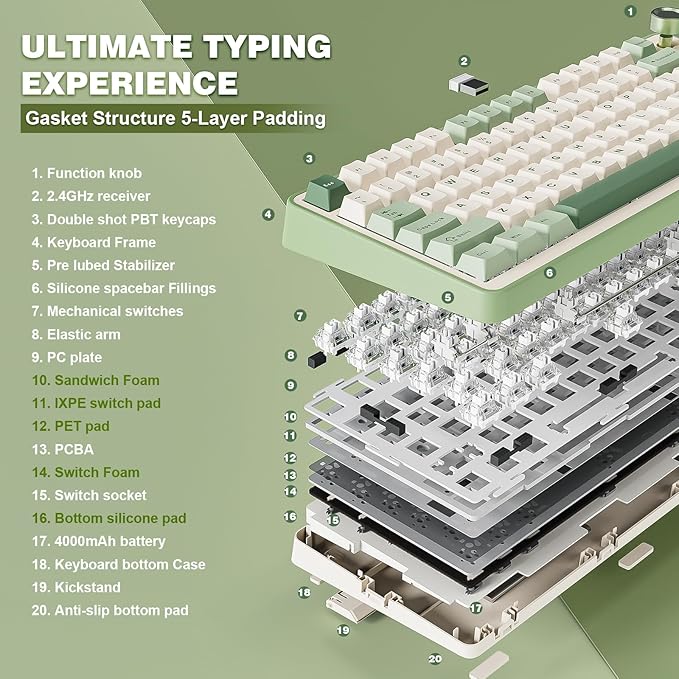 YUNZII B75 PRO Wireless Mechanical Keyboard,75% Layout with Knob,Hot - image 4