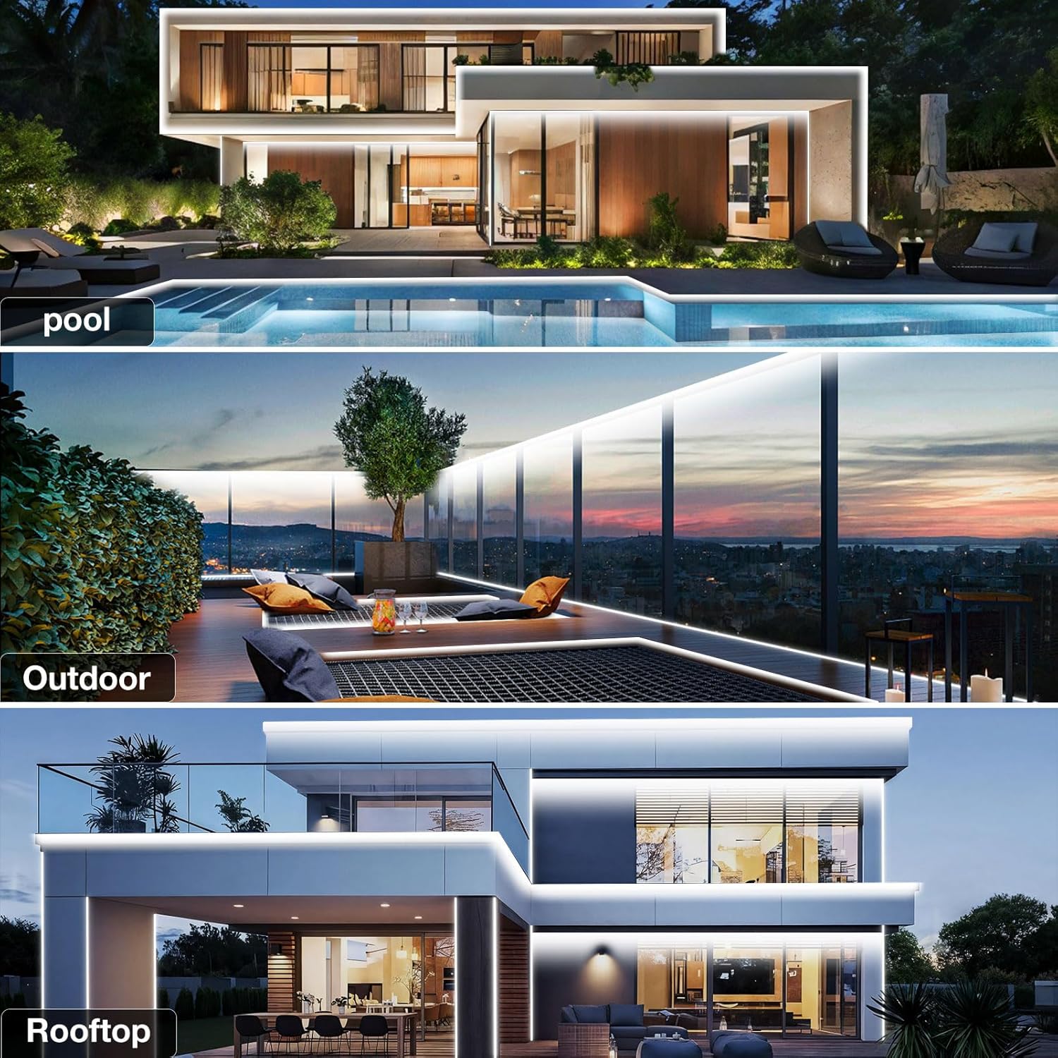 talkhigh 100ft COB Outdoor LED Strip Lights Waterproof,Dimmable 6500K - image 5