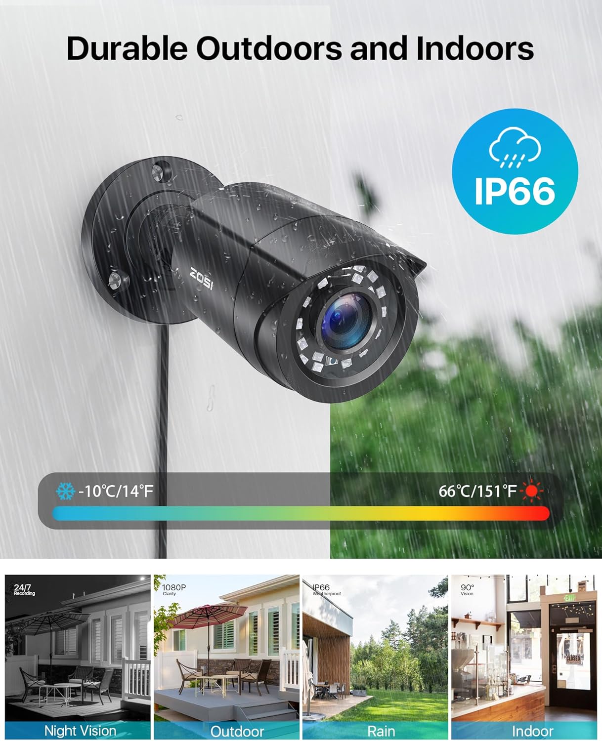 ZOSI 2.0MP 1080p 1920TVL Outdoor Indoor Security Camera,Hybrid 4-in-1 - image 3