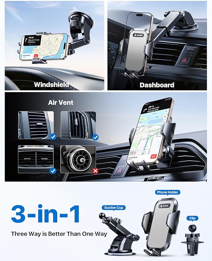 andobil Car Phone Holder Mount (Strong Suction&Bumpy Road Stable) - image 5