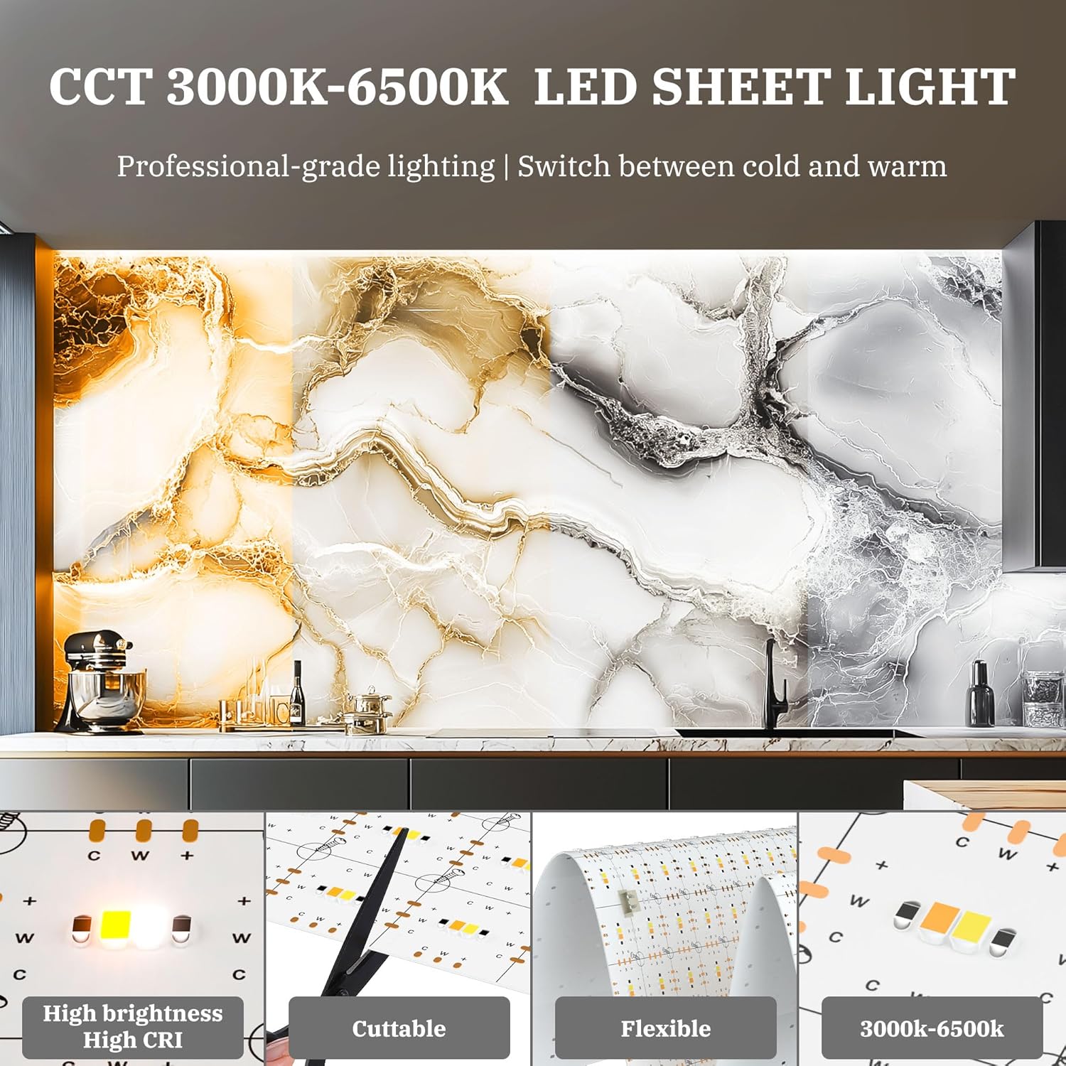 Lichaser 1 Pack LED Backlight Sheet 3000K-6500K Warm and Cold 24V 36W - image 3