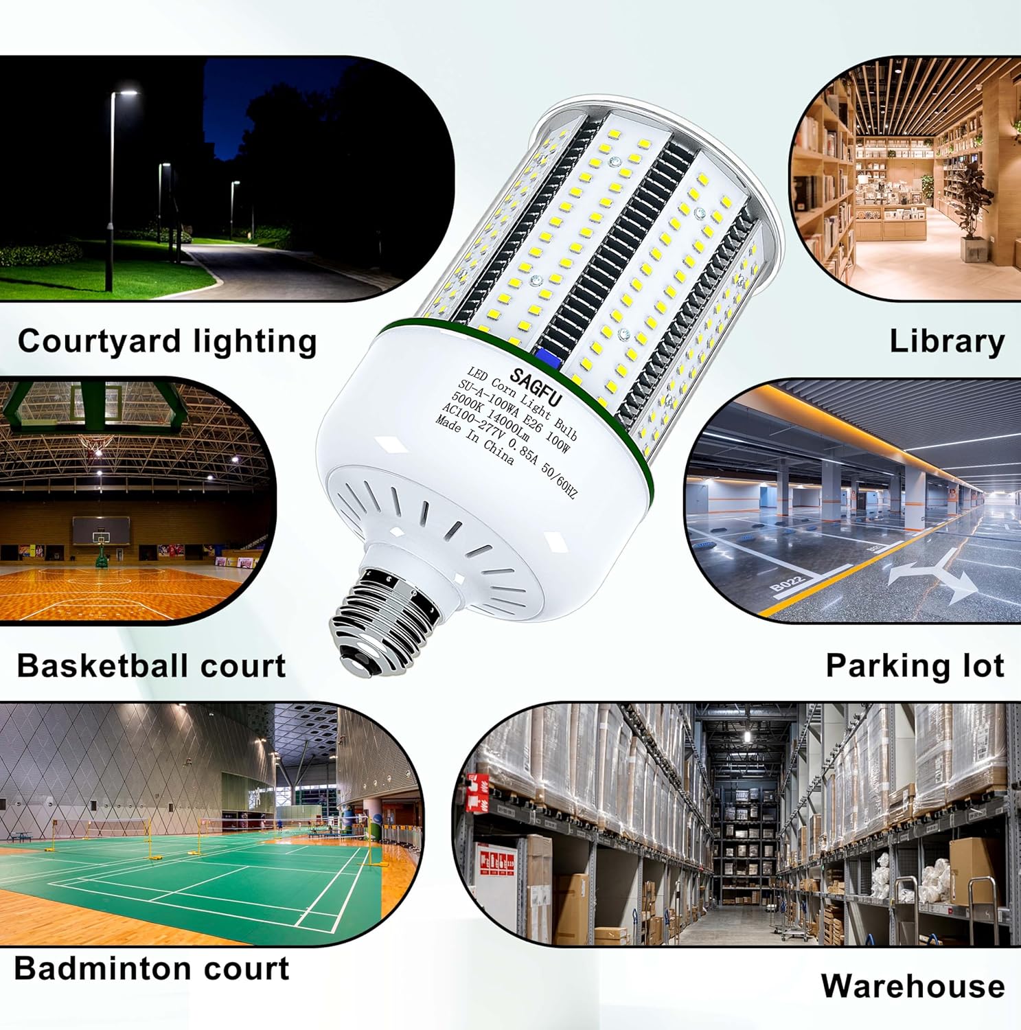 SAGFU 100W LED Corn COB Light Bulb,LED Corn Bulb 5000K Daylight - image 5